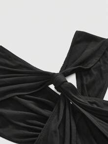 ROMWE Y2K Sexy Deconstructed Fitted Women Top - Black - View 3