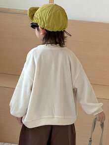 Dazy Kids Toddler Boys' Loose V-Neck Cardigan Jacket, Casual Textured Fabric, Autumn - Beige - View 7