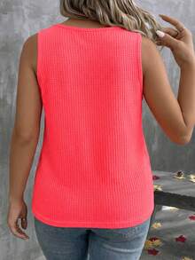 EMERY ROSE Áo tank top cổ chữ V dáng rộng, đa năng dành cho nữ, cỡ lớn, thích hợp cho mùa xuân/hè. - Đỏ - Xem 2