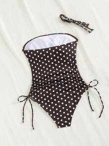 Swim Mod 女士沙滩音乐节春夏波点吊带抽绳连体泳衣 - 彩色 - 查看 2