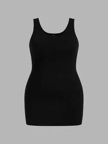 SHEIN Essnce 大码纯色圆领修身休闲背心，夏季 - 彩色 - 查看 8