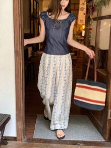 DAZY Women's Casual Lace-Up Design 2 Pieces Set, Versatile For Daily Wear, Summer - Blue - View 2