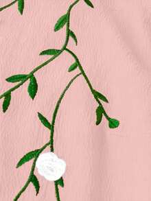 大码女式休闲度假刺绣无袖连衣裙 - 粉色 - 查看 3