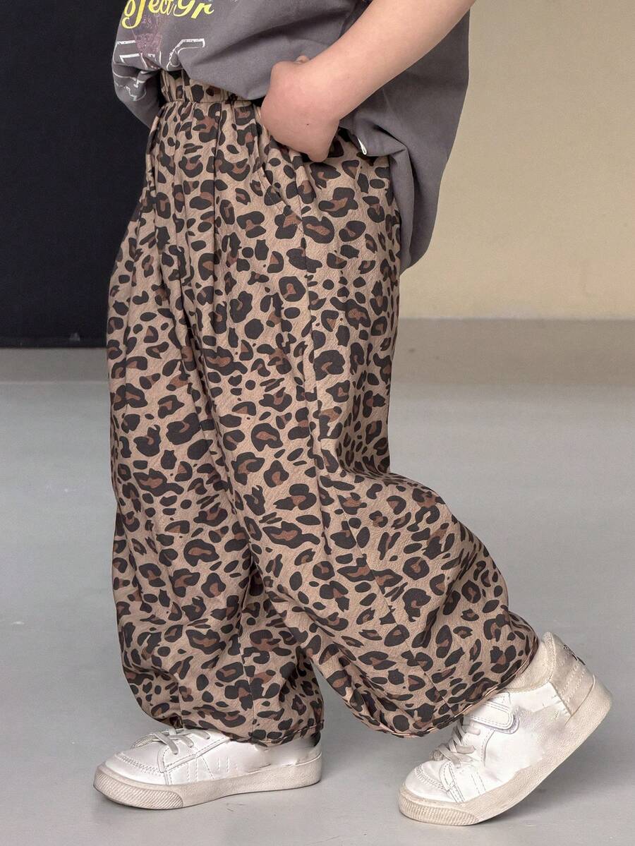 Dazy Kids Young Boys Leopard Print Loose Casual Versatile Pants - Brown - View 1
