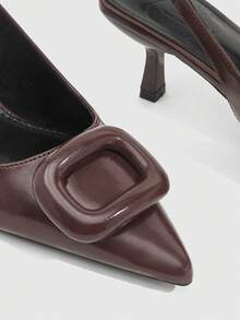 CUCCOO SZL Women's Square Buckle Pointed Toe Slingback Stiletto High Heel Sandals, Simple & Fashionable Spring Shoes Spring Break Easter Spring Shoes - dark brown - View 6