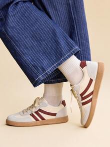 CUCCOO EASI 2026 New Spring Women Retro Versatile Casual Sneakers, Flat White Shoes - Khaki - View 3