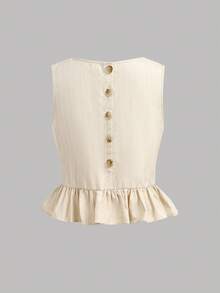 SHEIN 两件套少女休闲可爱时尚套装，包含吊带背心和宽松长裤，适合外出、拍照、公园、露营、日常穿着、派对、度假等场合。 - 杏色 - 查看 5