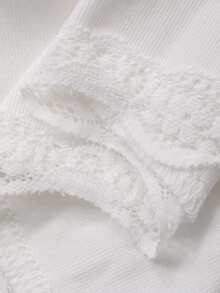 Livesso Women's White Lace Frill Trim Fitted Cardigan - White - View 6