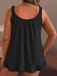 SHEIN Tall CURVE Áo camisole dáng rộng, thanh lịch, thường ngày dành cho nữ, cỡ lớn. - màu đen - Xem 2
