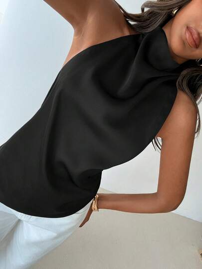 Aloruh Brown Backless Elegant Blouse, Suitable For Party, Commute, And Vacation