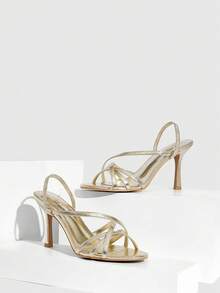 CUCCOO SZL Women's Pointed Toe Fashionable Elegant Versatile High Heel Sandals - Gold - View 2