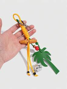 ROMWE Fairycore 1Pc "Summer Seaside" PU Leather Coconut Bark Rope Keychain, Island Resort Style Accessory, Dopamine Color Bag Pendant - Multicolor 1 - View 4
