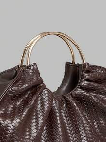 Ontre Ladies Handbag, Exquisite Ring, Fashionable Holiday Woven Bag - Coffee Brown - View 4