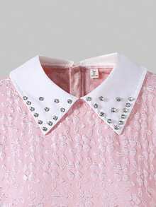 SHEIN ChillGRL Diamond Collar, Jacquard Textured Fabric, French Style, A-Line Maxi Skirt, Elegant High Waist Snug Fit, Fashionable & Graceful For Teenage Girls In Summer - Pink - View 6