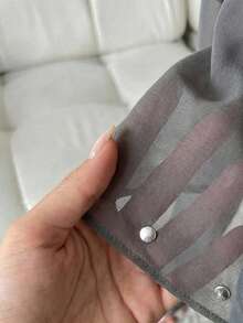 SHEIN EZwear 春夏新款灰色雪纺罩衫，女士透视长袖上衣，灰色上衣，透视上衣，喇叭袖露脐上衣，透视上衣，透视长袖上衣，透视上衣，夏季上衣，女士露脐上衣，女士上衣，女士透视长袖上衣，女士休闲上衣 - 灰色 - 查看 6