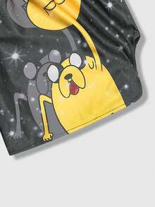 ROMWE MEN Adventure Time X ROMWE Men's Casual Cartoon Pattern Elastic Waist Boxing Shorts, Summer - Dark Grey - View 6