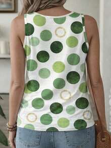 EMERY ROSE Camiseta de tirantes de mujer con estampado digital de lunares verdes, un regalo estupendo para amigas - Multicolor - Ver 2