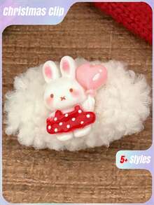 1pc Christmas Plush Animal Hair Clips, Girls Versatile Bangs Side Clips, Elegant Flyaway Hair Pins - Multicolor - View 1