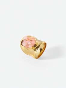 Opalesca Women's Single Ring,Premium/Elegant/Classy/Dailywear/Minimalist,Pearl/Crystal,For Mom/Women/Girl/Mother,Summer/Beach/Prom/Party/Holiday/Vacation,Engagement/Wedding/Promise,Bride,Heart/Floral,Fairycore/Mermaid Core - Gold - Pink - View 4