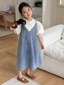 Dazy Kids Váy yếm denim cho bé gái mùa hè - Rửa nhẹ - Xem 3