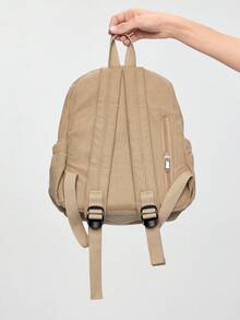 ROMWE Kawaii Mochila pequeña de hombro para individualidad, mochila mini para niños, portátil, clásica, informal para adolescentes, mujeres universitarias, estudiantes de primaria, secundaria, prepa, exteriores, viajes, salidas, mochila moderna, mochila para la escuela, mochila escolar, mochila con gran capacidad, compartimiento para portátil, para adolescentes, mujeres universitarias, niños y hombres, universidad, escuela primaria, secundaria, prepa, trabajo, negocios, viajes, exteriores, salidas - Caqui - Ver 3