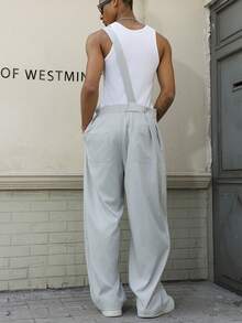 Manfinity EMRG Macacão masculino casual versátil para o dia a dia, em cor sólida, modelo envelope. - Cinza claro - Ver 2