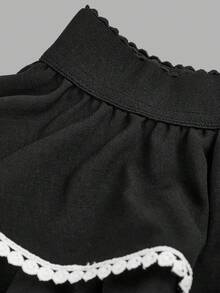 SHEIN Girlism Tween Girl Casual Pleated Skirt, Suitable For Spring/Summer Vacation - Black and White - View 3