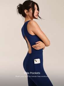 GLOWMODE Bộ đồ liền thân thể thao 26 inch FeatherFit™-Air thấm hút mồ hôi nhanh khô, ôm sát bụng, có phần lưng khoét, cổ vuông, có túi bên hông và tay cầm chống trượt, thích hợp cho yoga, pilates, tập luyện và mặc hàng ngày. - Dark Blue - Xem 6