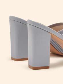CUCCOO BASICS Minimalist Commuter Versatile Open Toe Mule High Heel Sandals For Christmas Spring Shoes Summer - Grey 1 - View 4
