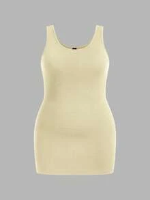 SHEIN Essnce 大码休闲纯色圆领无袖背心 - 彩色 - 查看 8