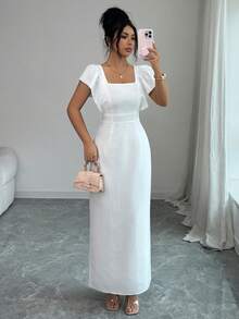 Elenzga Elegant Casual Commuter Women's Long Dress, White Dress, Suitable For Vacation, Casual Wear, Holiday, Summer Elegant Beach - White - View 6