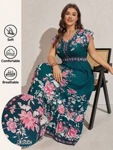 Comfylo Đầm dài tay họa tiết trừu tượng cỡ lớn dành cho nữ, kiểu dáng thường ngày, cơ bản, thích hợp mặc hàng ngày, trang phục lễ Phục sinh, trang phục đi xem hòa nhạc, trang phục dự tiệc rave, trang phục dự tiệc rave. - màu xanh lá - Xem 5