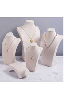 1件装人体模型胸像展示项链架天鹅绒项链颈部模特吊坠展示柜珠宝展示道具返校季 - 米色 - 查看 1