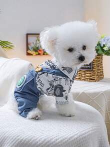 PETSIN 1pc Pet Clothes, Stylish And Fashionable Four-Legged Romper, Spring And Autumn Fake Two-Piece Jumpsuit - Multicolor - View 10