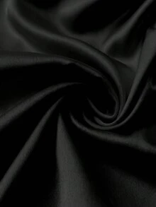 Franclia Blusa ligera de color melocotón sólido con cuello redondo elegante, cintura ceñida y volantes en las mangas cortas, versátil - Negro - Ver 6