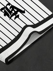 Chillumni Áo thun nam tay ngắn cổ tròn kẻ sọc in chữ, kiểu dáng thường ngày, đa năng. - Nhiều màu - Xem 6