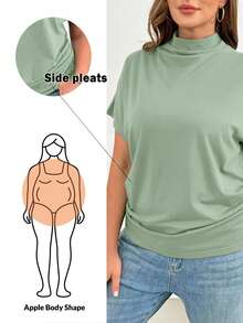 SHEIN Essnce Áo thun ngắn tay dáng rộng thoải mái, ôm dáng đơn giản dành cho nữ cỡ lớn, thích hợp mặc đi nhà thờ và công sở, thời trang mùa xuân hè. - Màu xanh Bạc hà - Xem 1