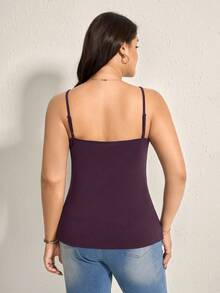SHEIN LUNE Áo tank top nữ cỡ lớn không tay, dây mảnh, kiểu dáng tối giản, thoải mái, thích hợp cho mùa hè, với phần lưng đan chéo. - Màu tím - Xem 2