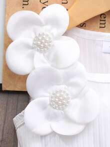 Glamorique Kids 女童圆领无袖3D立体花卉网纱夏季休闲连衣裙 - 酒紅色 - 查看 5