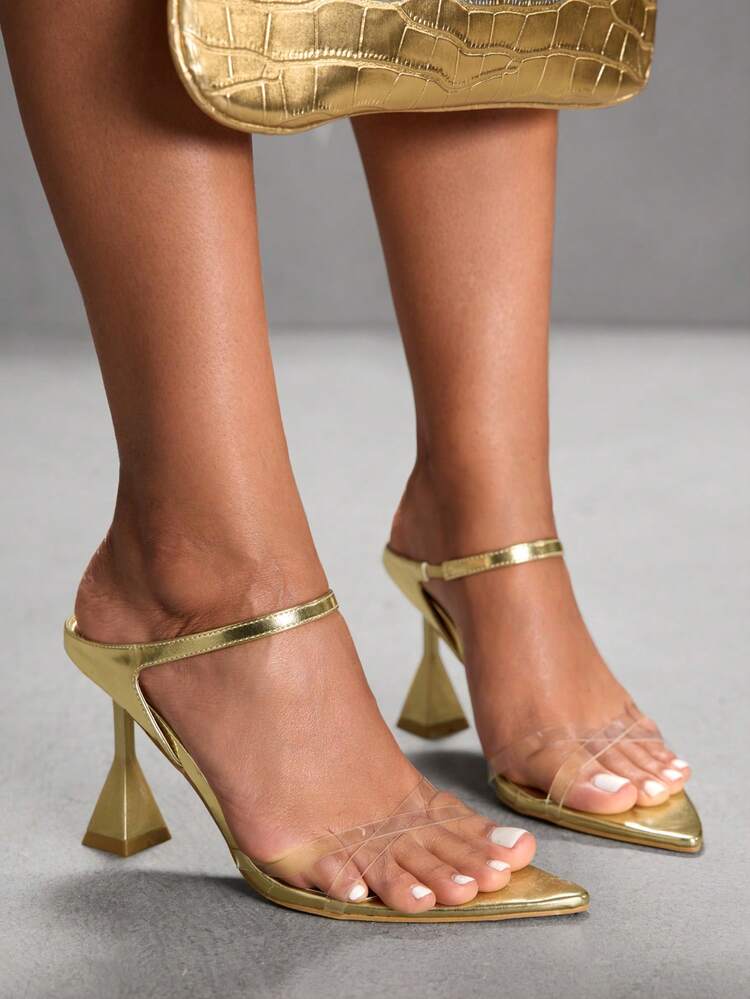 CUCCOO SZL Women's Fashionable Pointed Toe Heeled Sandals, Summer Prom Heels