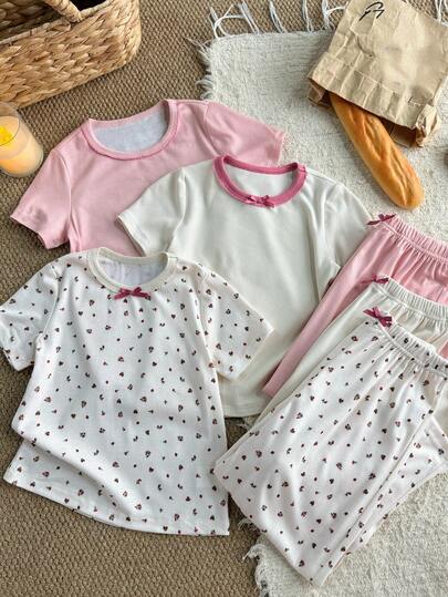 DAZY 女童圆领短袖舒适透气休闲家居服，夏季