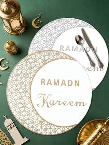 1-8 Alas Meja Bundar Aneka Warna untuk Ramadan, Cocok untuk Dekorasi Meja, Dekorasi Rumah, Acara Perjamuan, Makan Malam Perayaan, Pesta Liburan di Luar Ruangan, Dekorasi Meja, Aksesori yang Indah - MultiWarna - View 3