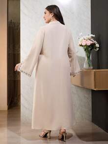 Al Najma Plus Size Women's Turkish Maxi Dress & Arabic Traditional Abaya - Apricot - View 3