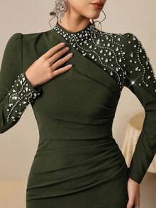 Coutiva 奢华晚礼服、高端正式礼服、优雅别致连衣裙 - 軍綠色 - 查看 7