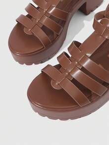 HighSole 女士时尚黑色高跟凉鞋，适合夏季毕业典礼、舞会、度假等各种场合，包括夏季、圣诞节、秋季、新年等节日。 - 駝色 - 查看 3