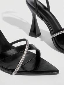 CUCCOO SZL Women's Pointed Toe Buckle Design Everyday Versatile Fashion High Heel Sandals - Black - View 6