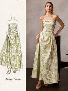 MOTF Soiréza WOMEN'S JACQUARD BANDEAU LONG DRESS - Multicolor - View 2