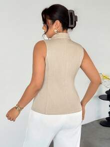 Firerie Plus Size Summer Casual/Office Solid Color Double-Breasted Vest Fall/Winter - Apricot - View 2