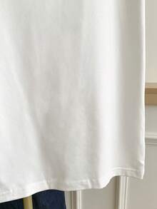 Resyla 女士撞色爱心印花圆领短袖T恤 - 白色 - 查看 5