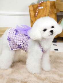 PETSIN 狗狗服装、猫咪服装、动物裙装、宠物春夏新品系列、幼犬连衣裙、公主风百搭连衣裙、条纹印花、小型动物服装、清凉防晒霜 - 彩色 - 查看 13